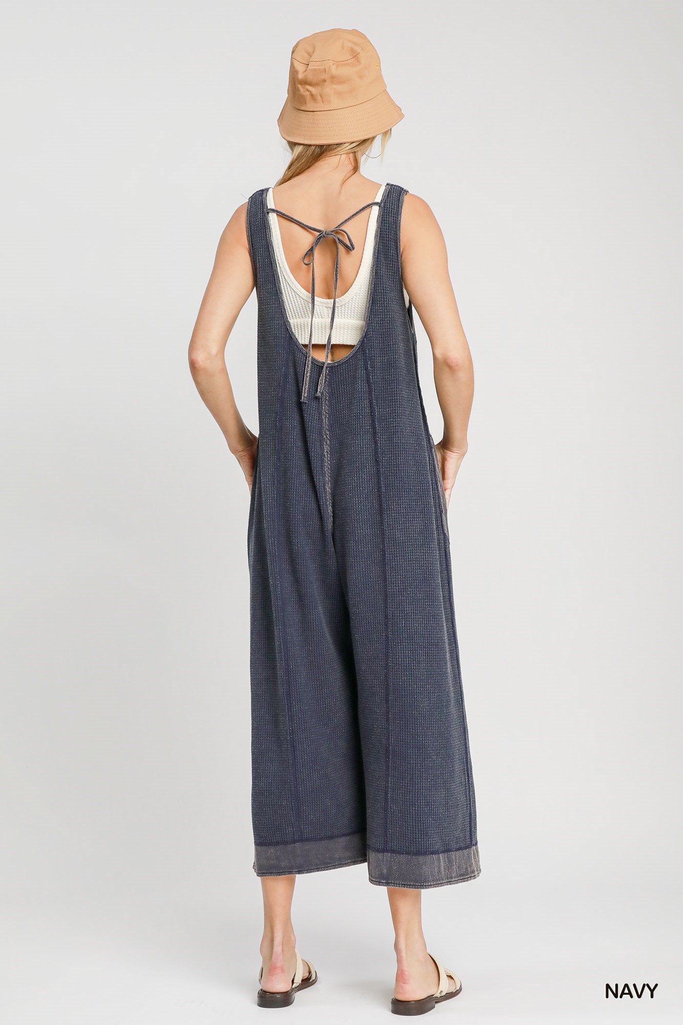 Waffle Knit Sleeveless Jumpsuit