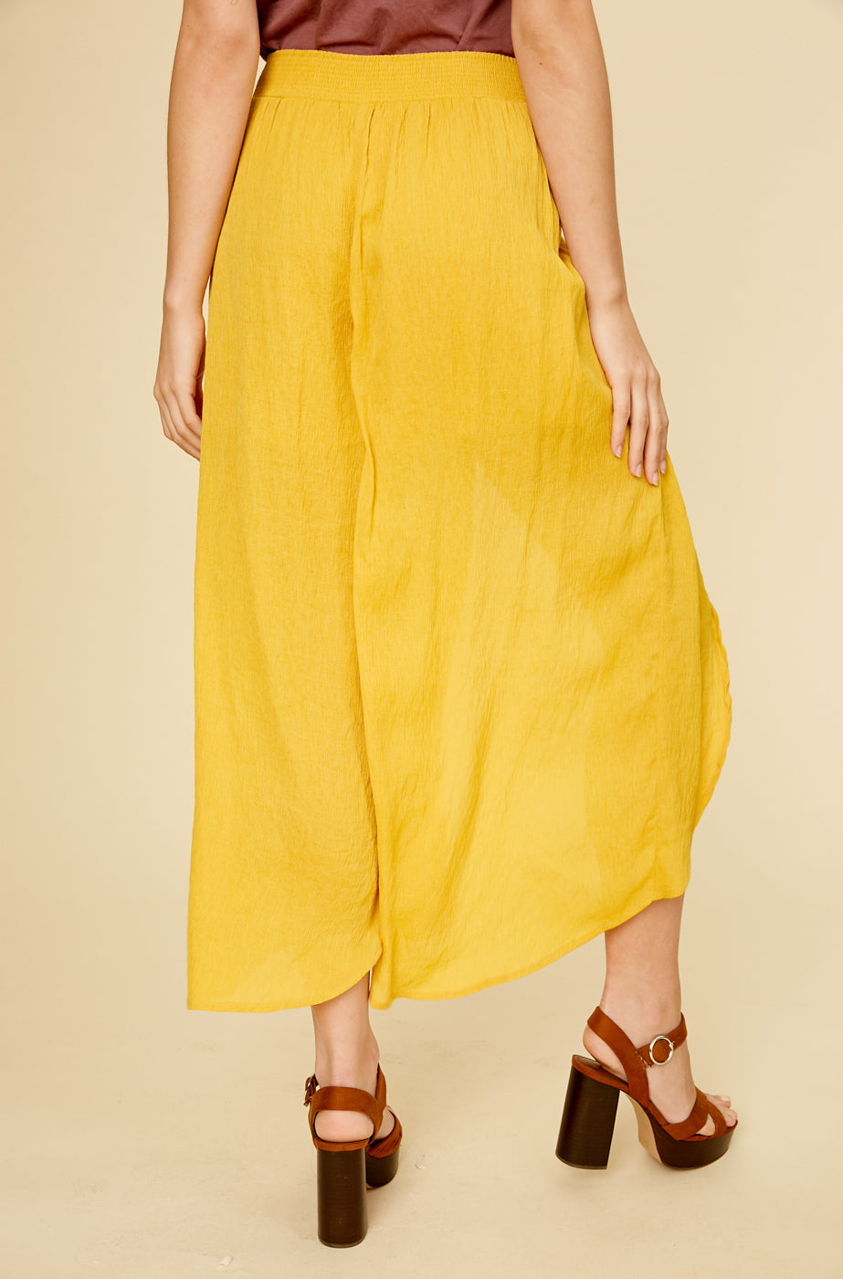 Front Slit Ruffle Wide Pants