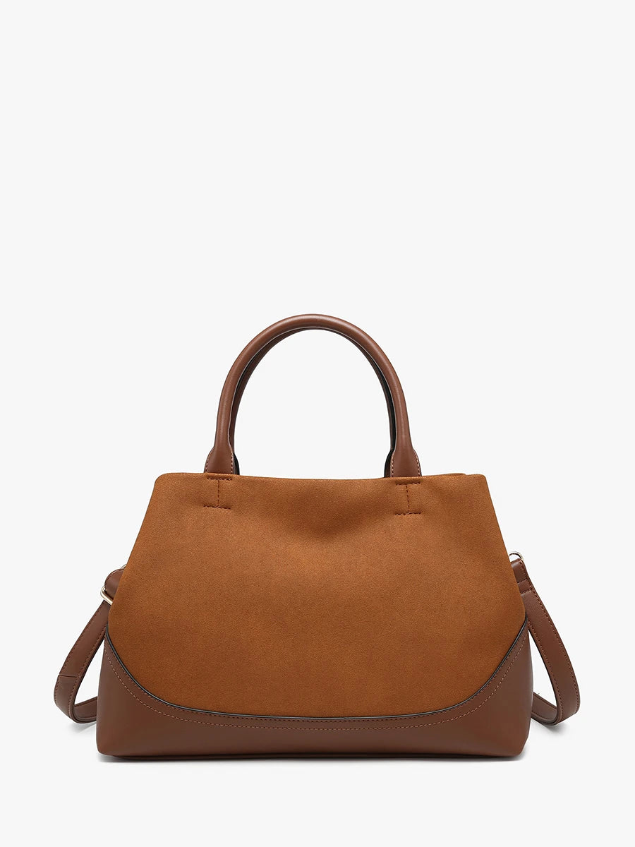 Ximena Faux Suede Satchel w/ Dual Handles