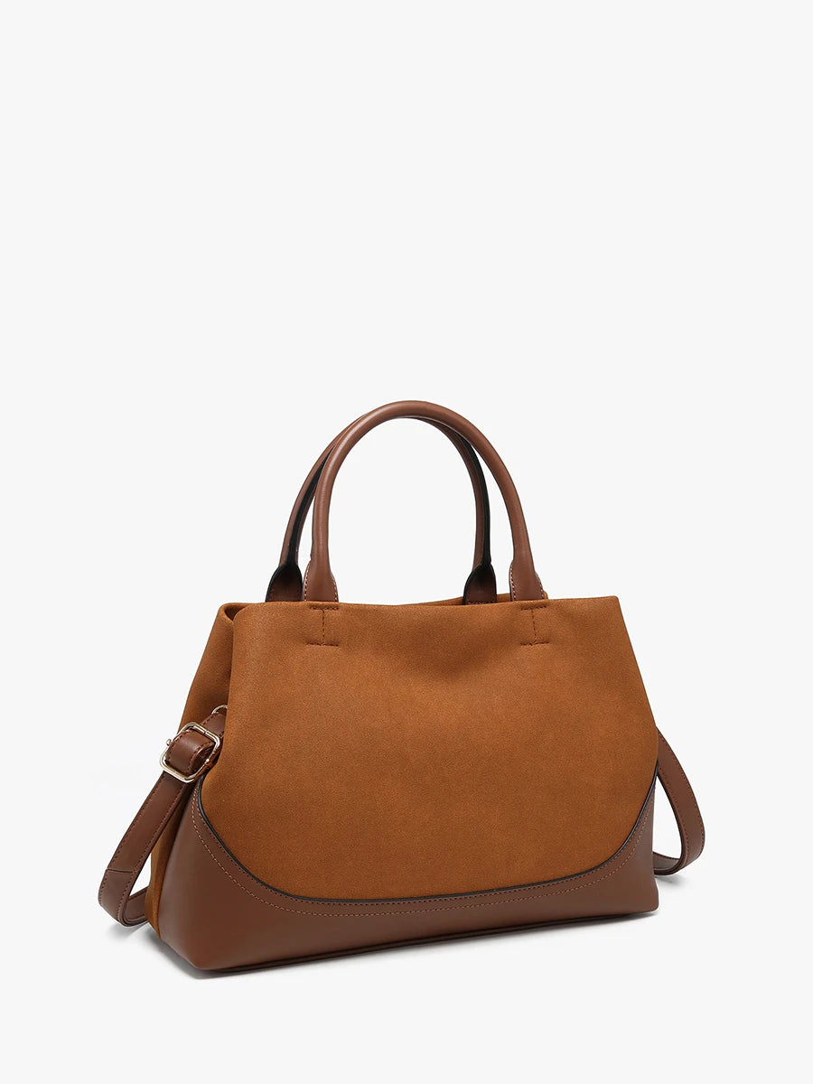 Ximena Faux Suede Satchel w/ Dual Handles