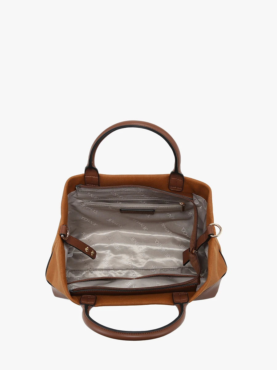 Ximena Faux Suede Satchel w/ Dual Handles