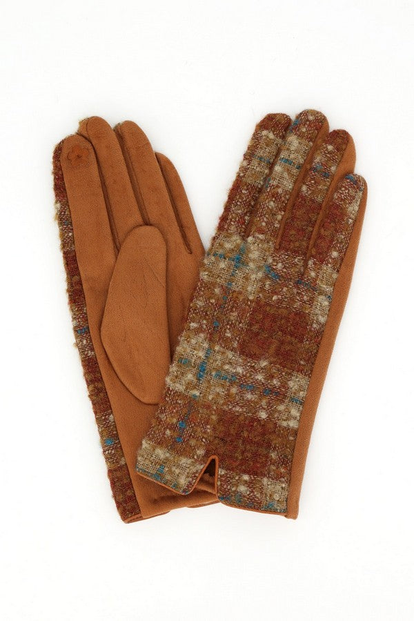 Vintage Tweed Pattern Touchscreen Gloves