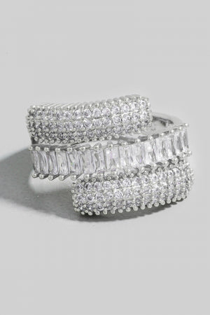 Rhinestone Studded Triple Row Ring