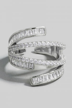 Rhinestone Studded Triple Row Ring