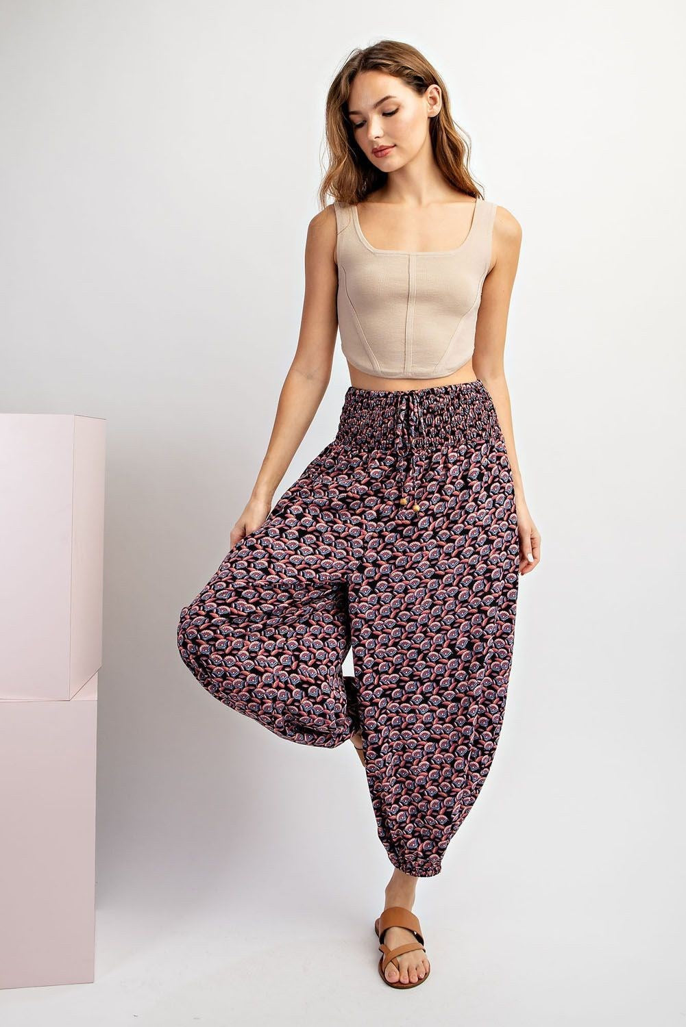 Printed Smock Jogger Pants