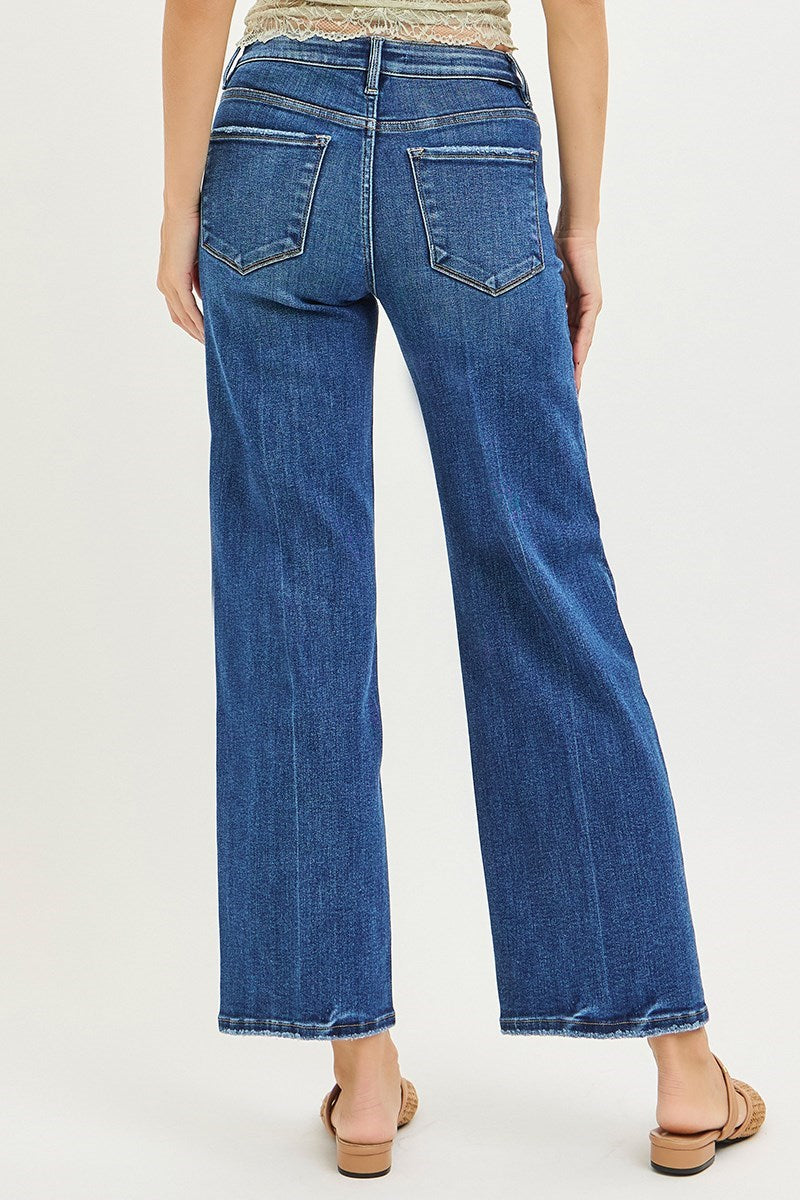 Tummy Control High Rise Ankle Straight With Crease Line Detailed