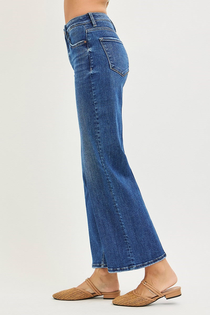 Tummy Control High Rise Ankle Straight With Crease Line Detailed