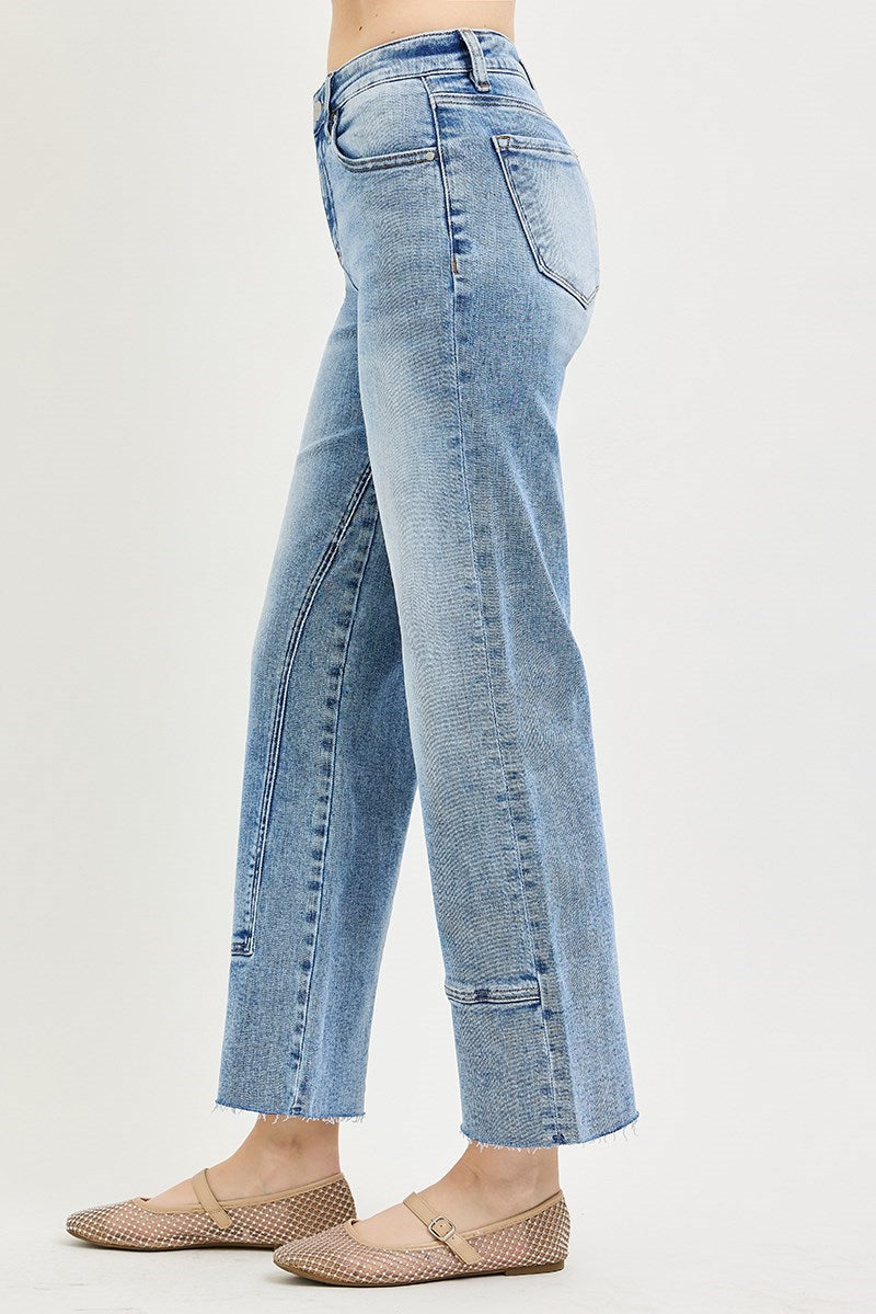 Mid Rise Ankle Straight Seamed Jean