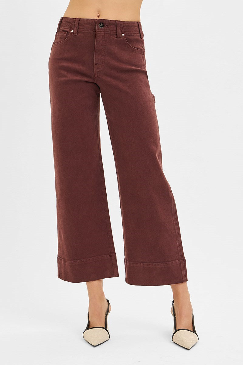 Tummy Control High Rise Crop Wide No Waist Band Pants
