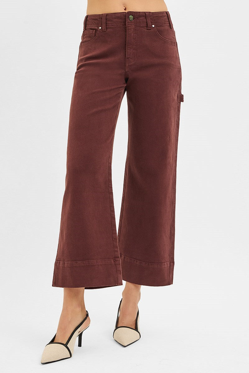 Tummy Control High Rise Crop Wide No Waist Band Pants