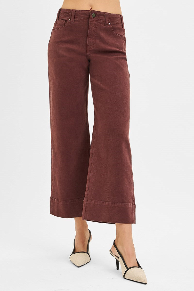 Tummy Control High Rise Crop Wide No Waist Band Pants