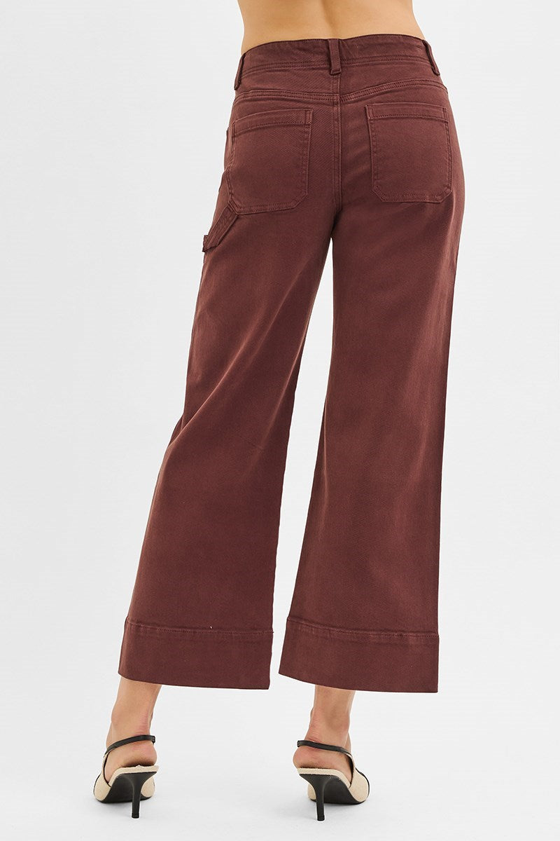 Tummy Control High Rise Crop Wide No Waist Band Pants