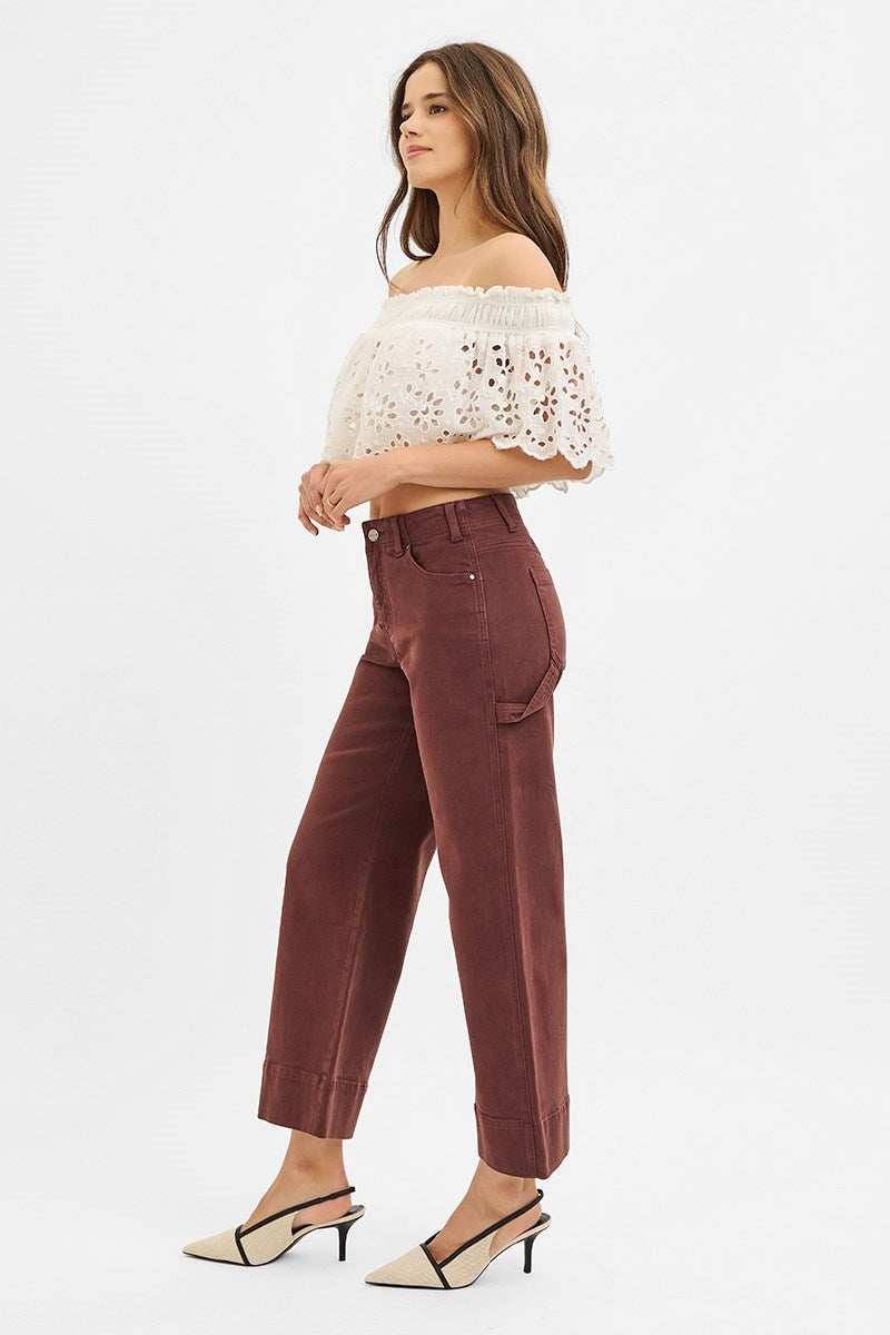 Tummy Control High Rise Crop Wide No Waist Band Pants
