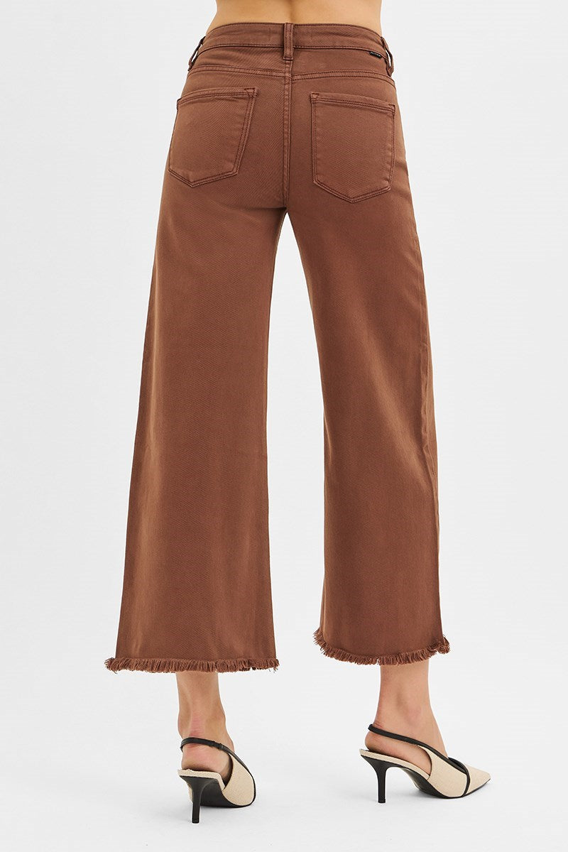 High Rise Tummy Control Crop Wide Leg Pants