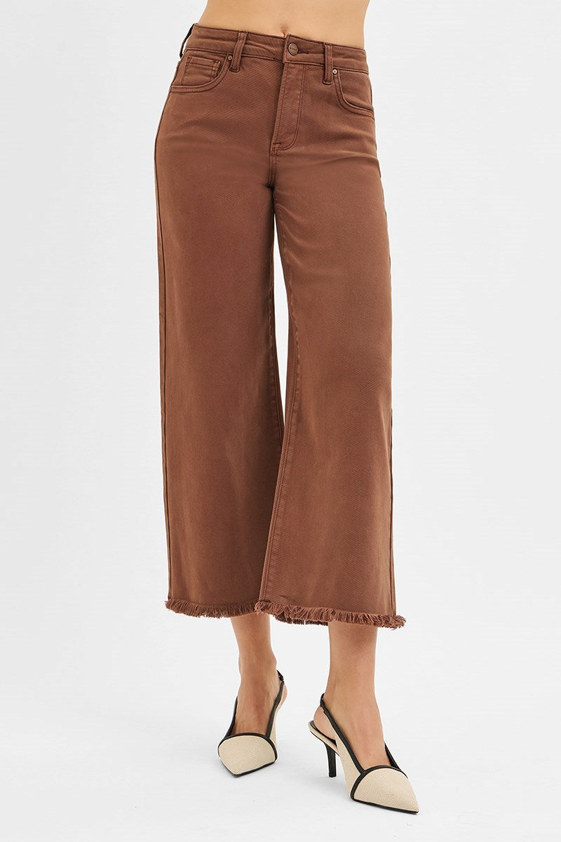 High Rise Tummy Control Crop Wide Leg Pants