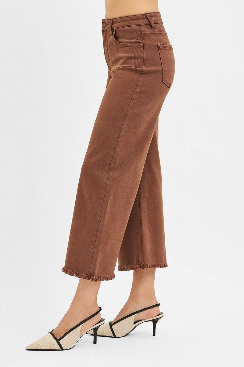 High Rise Tummy Control Crop Wide Leg Pants