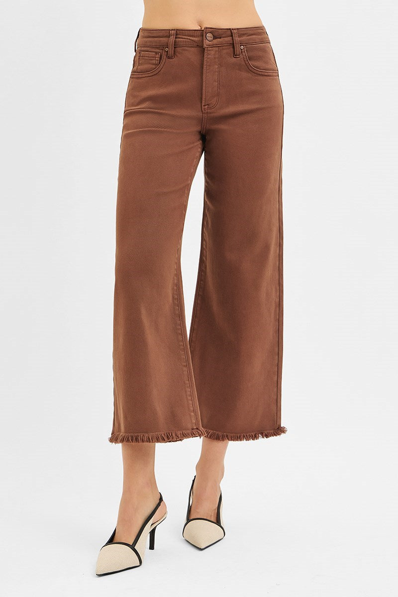 High Rise Tummy Control Crop Wide Leg Pants