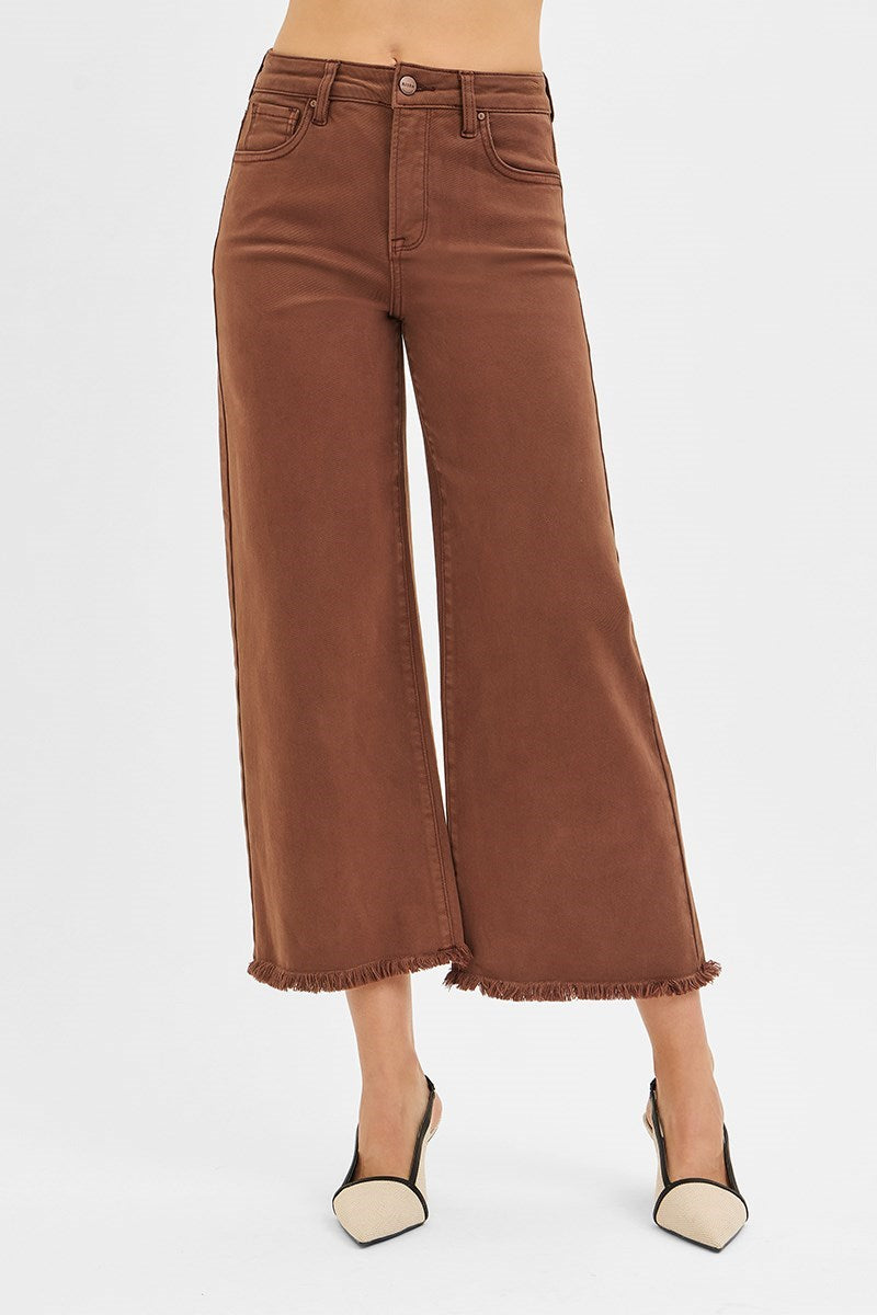 High Rise Tummy Control Crop Wide Leg Pants