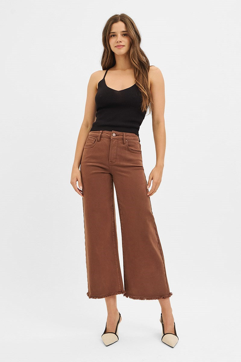 High Rise Tummy Control Crop Wide Leg Pants