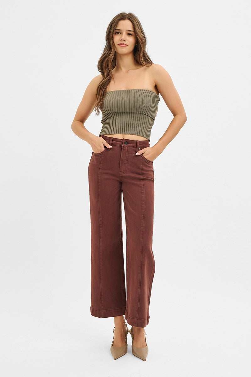 Tummy Control High Rise Crop Wide Pants