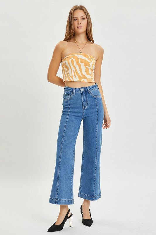 High Rise Crop Wide Jeans