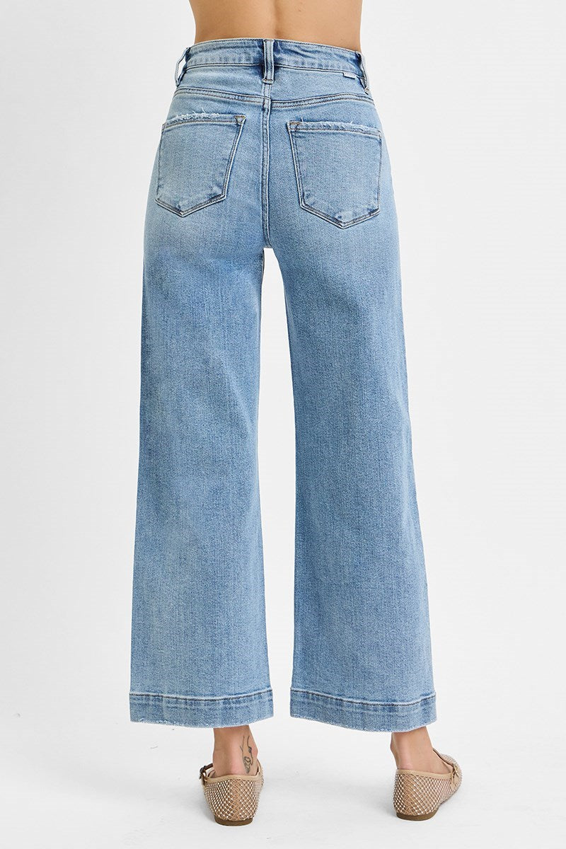 High Rise Crop Wide Jeans