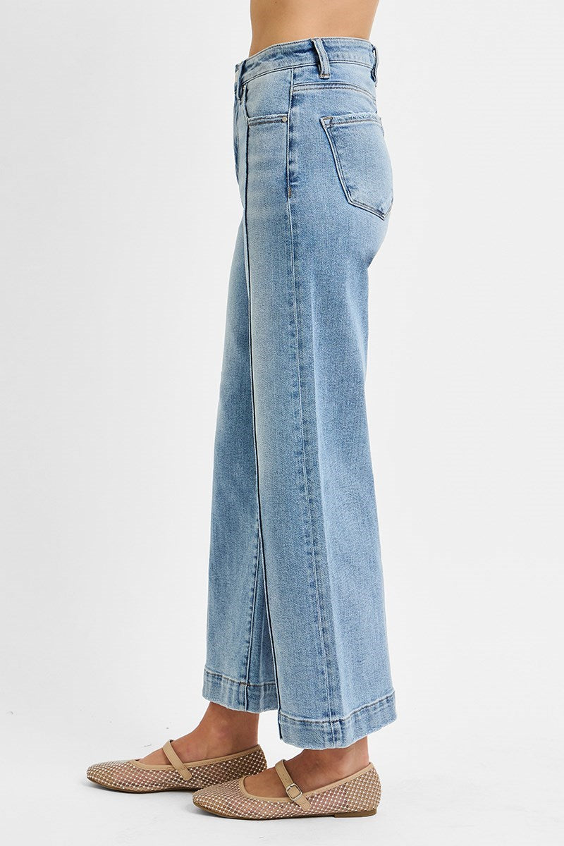 High Rise Crop Wide Jeans