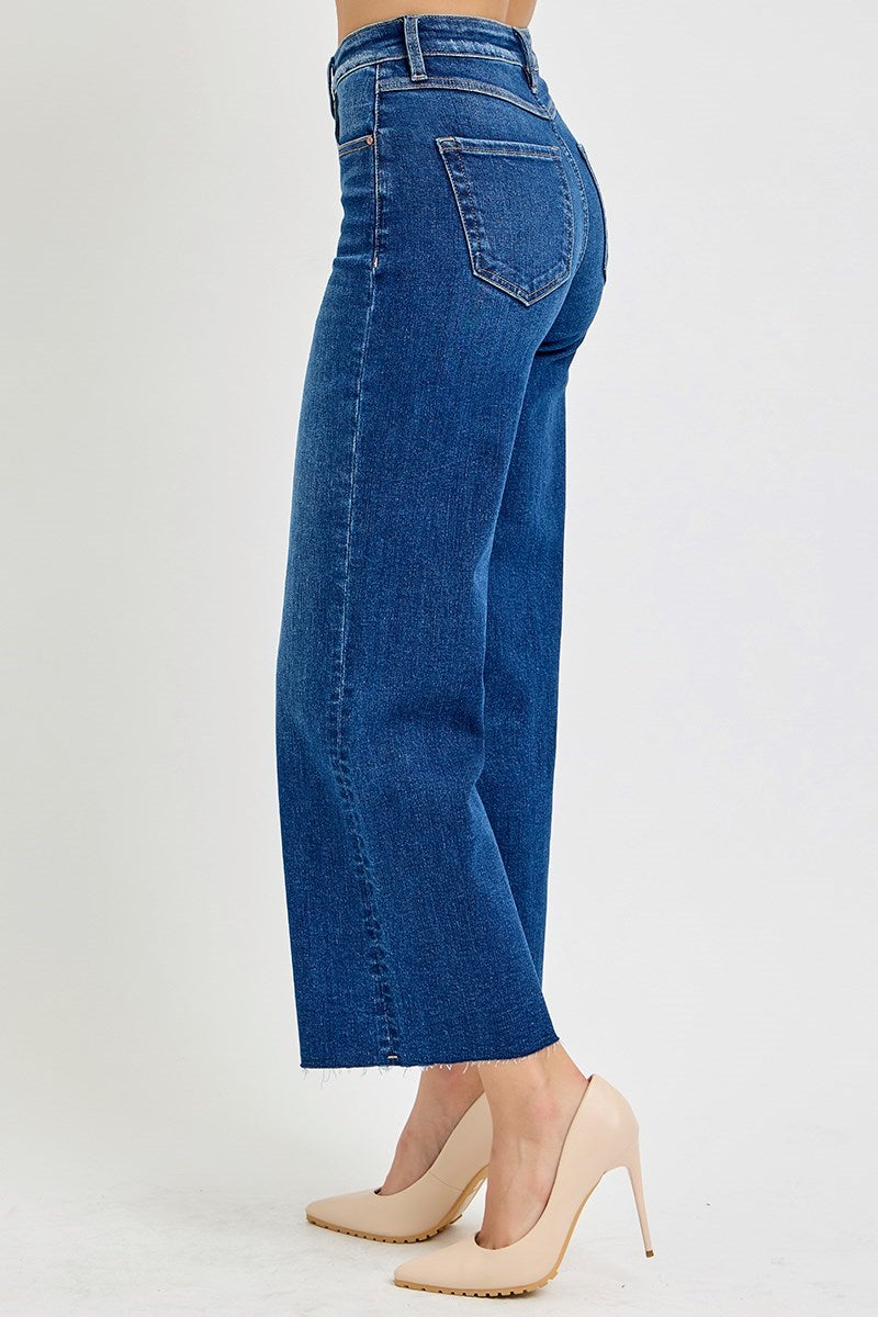 Tummy Control High Rise Wide Crop Jeans