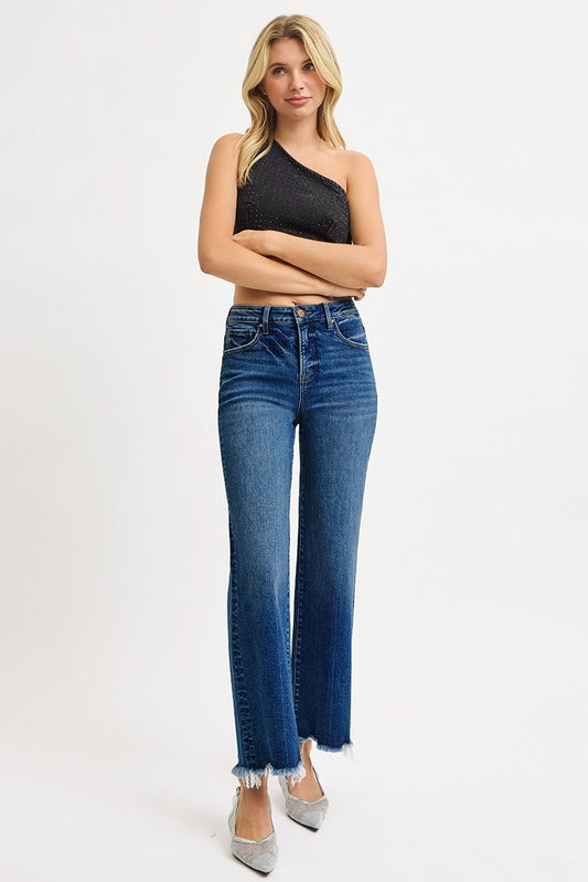 Tummy Control High Rise Ankle Straight Jeans