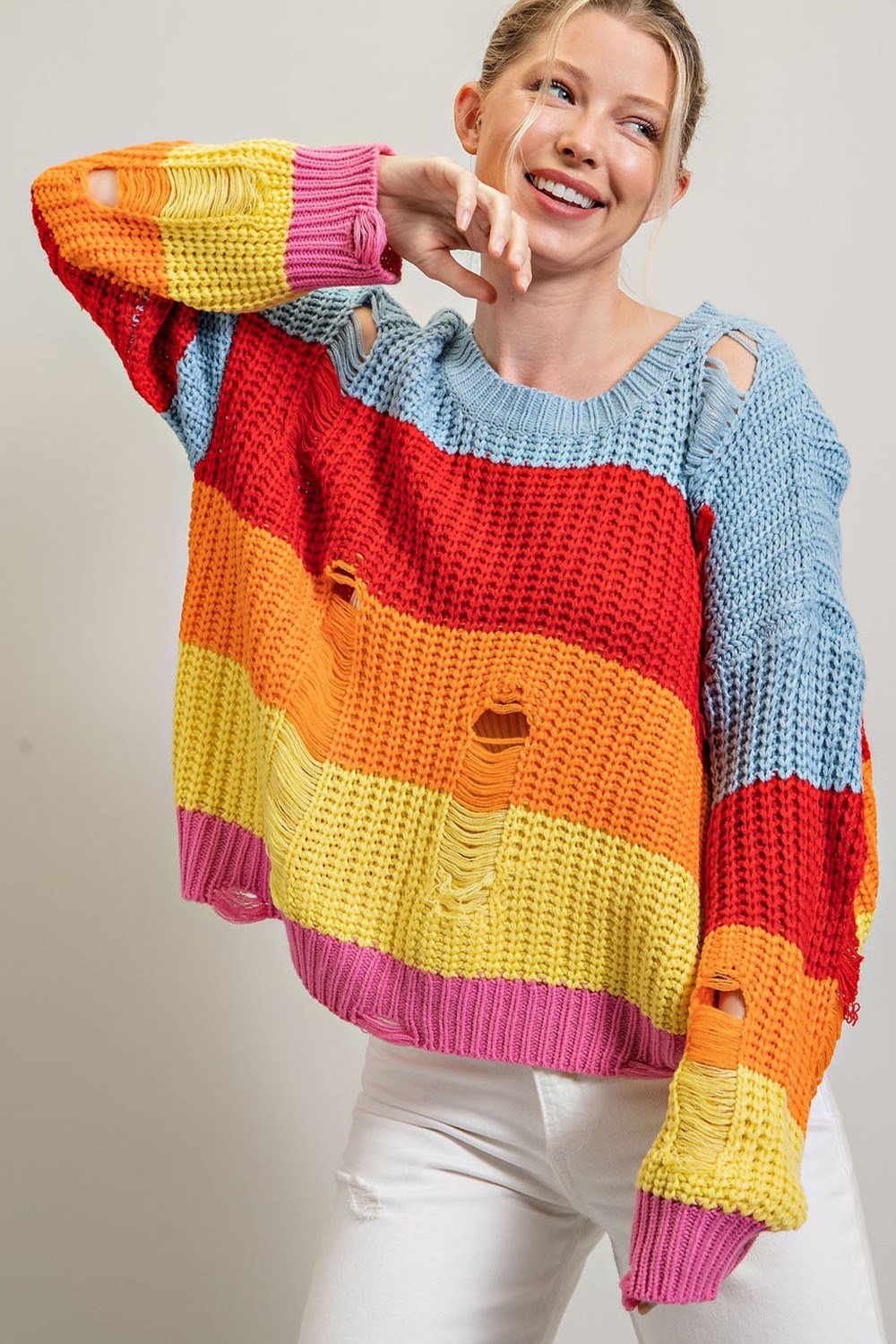Stripe Crochet Knit Top