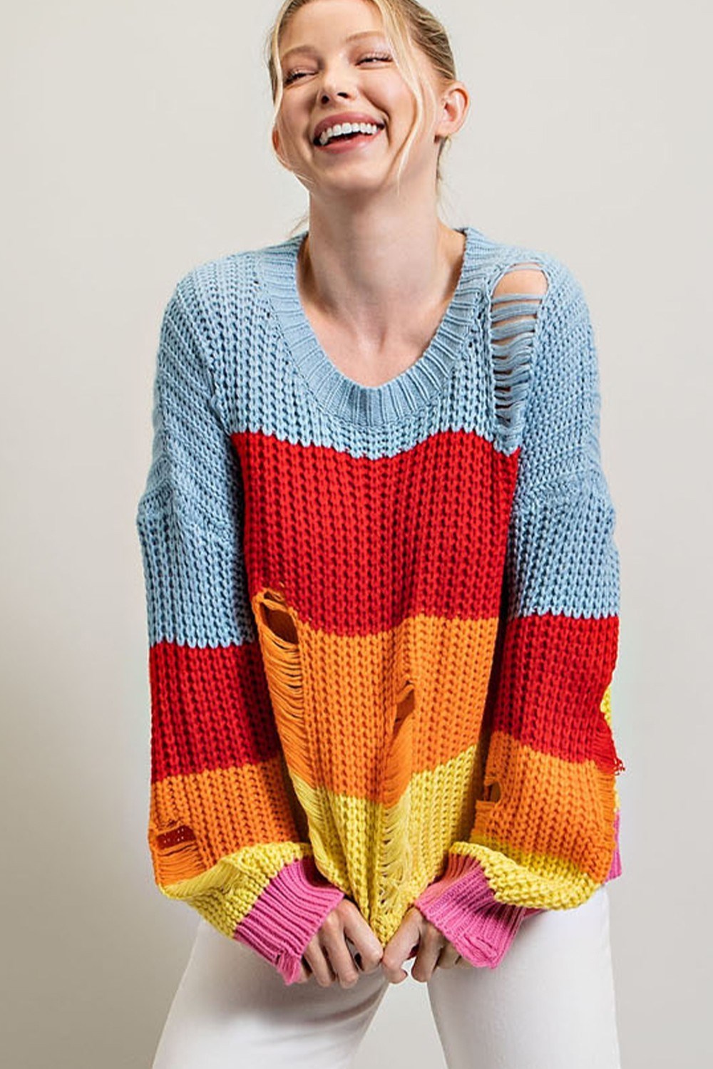 Stripe Crochet Knit Top