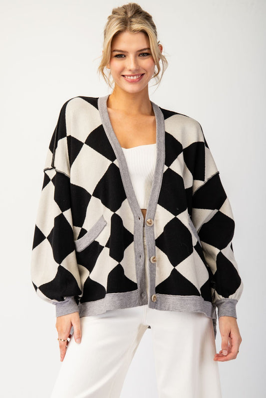 Checker Printed Cardigan