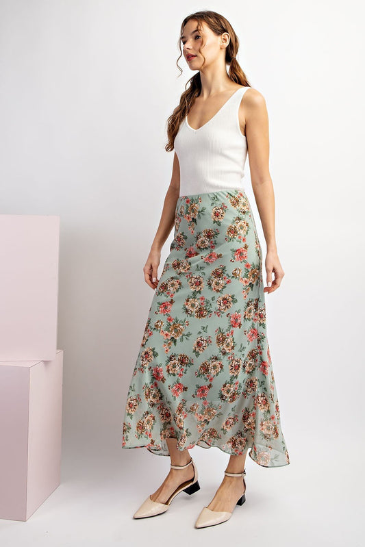 Floral Printed A-Line Maxi Skirt