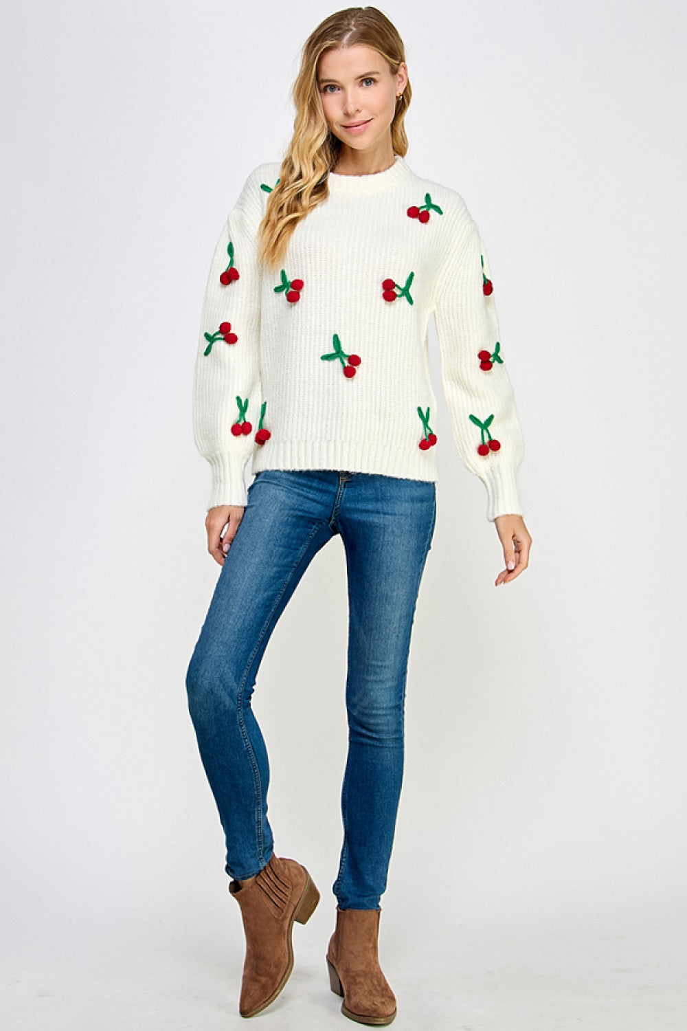 Cherry Detail Sweater Top