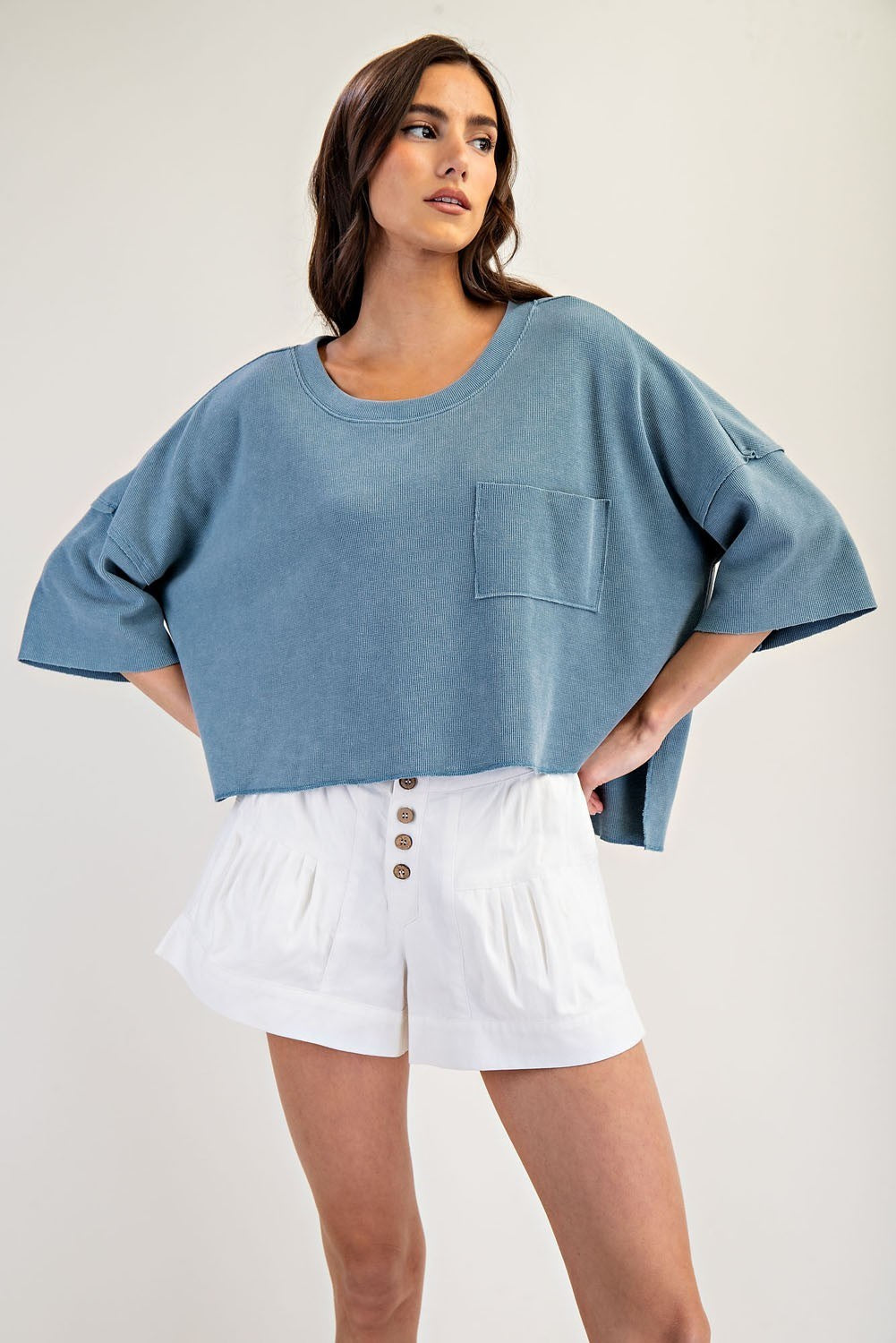 Mineral Washed Short Sleeve Top