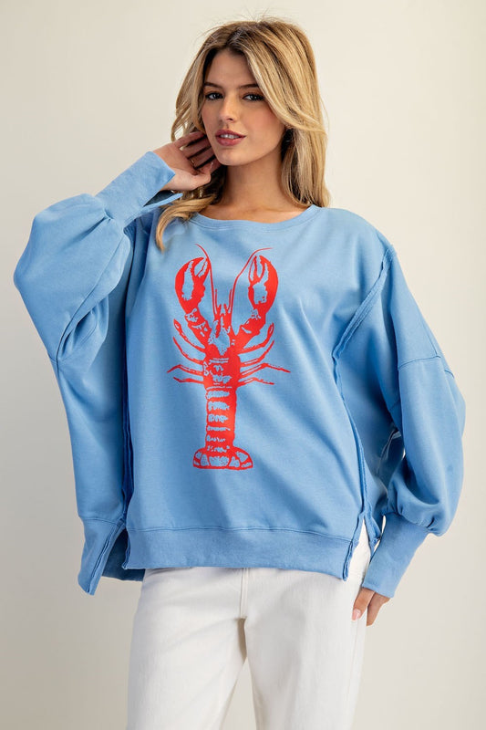 Lobster Printed Exposed Seam Pullover