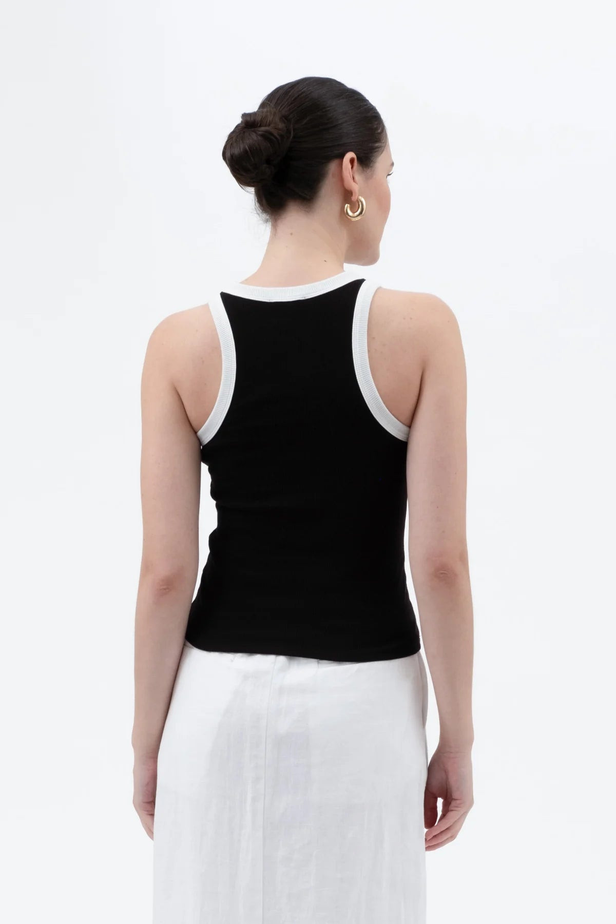 Contrast Trim Racerback Knit Tank Top