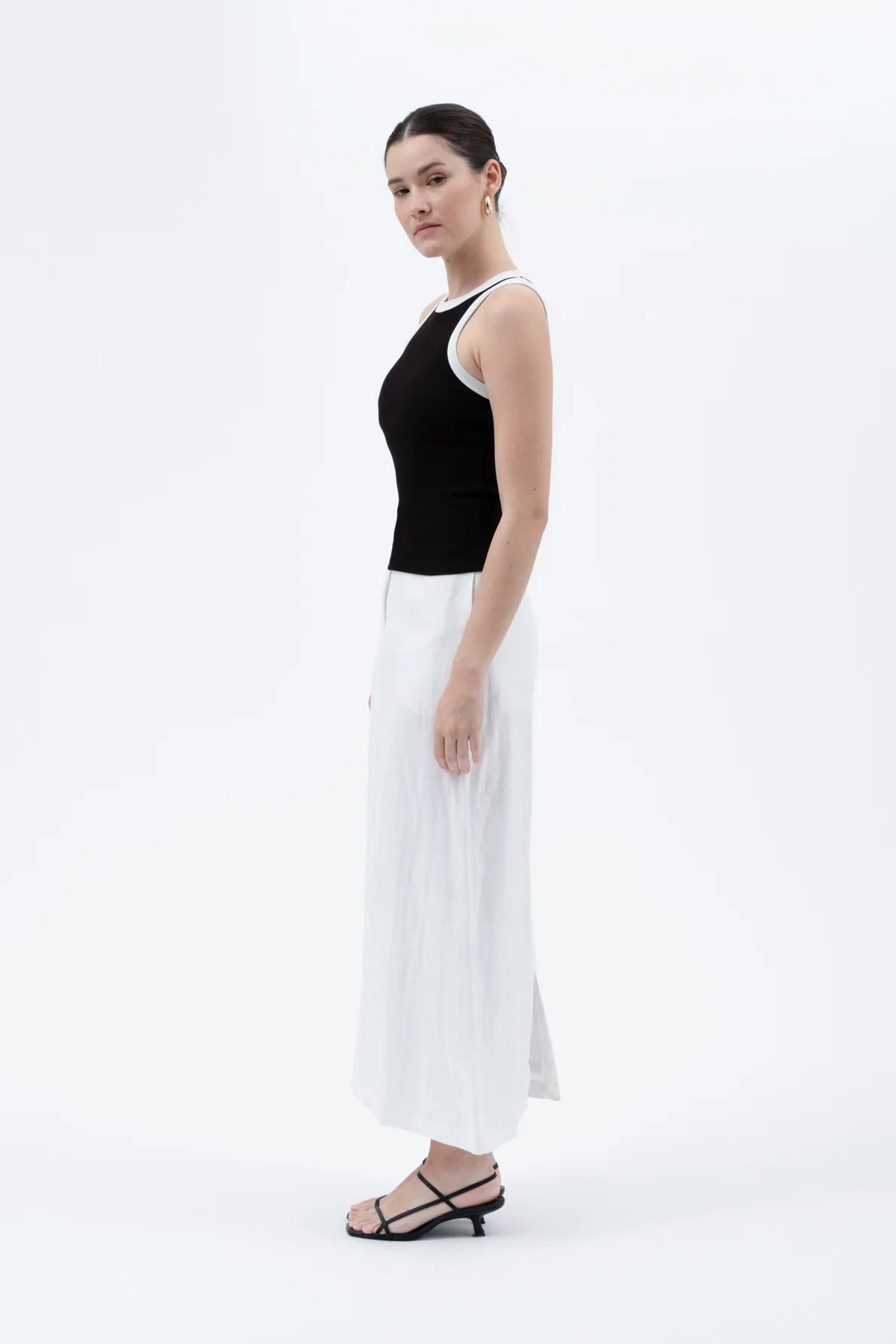 Contrast Trim Racerback Knit Tank Top