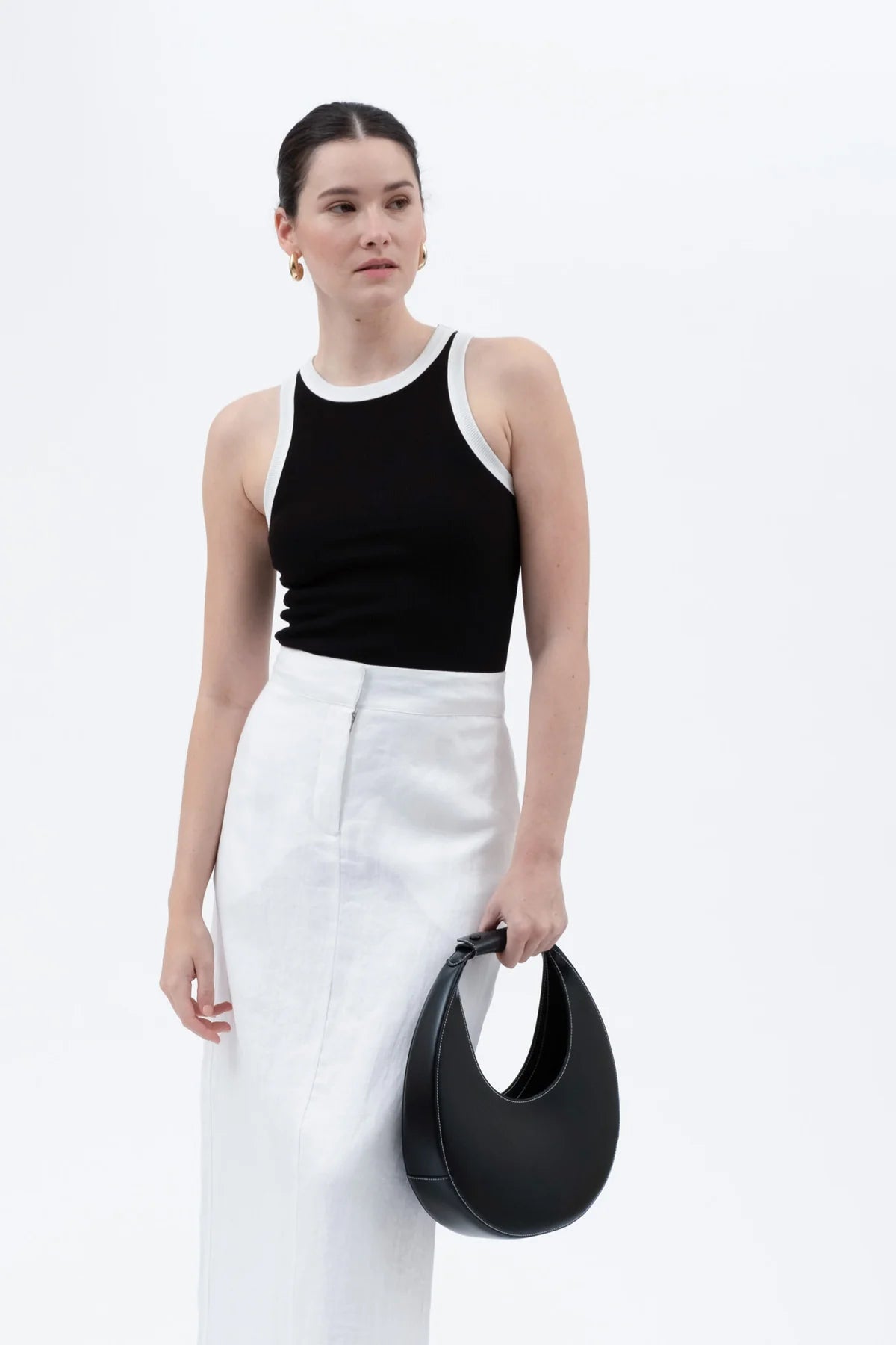 Contrast Trim Racerback Knit Tank Top