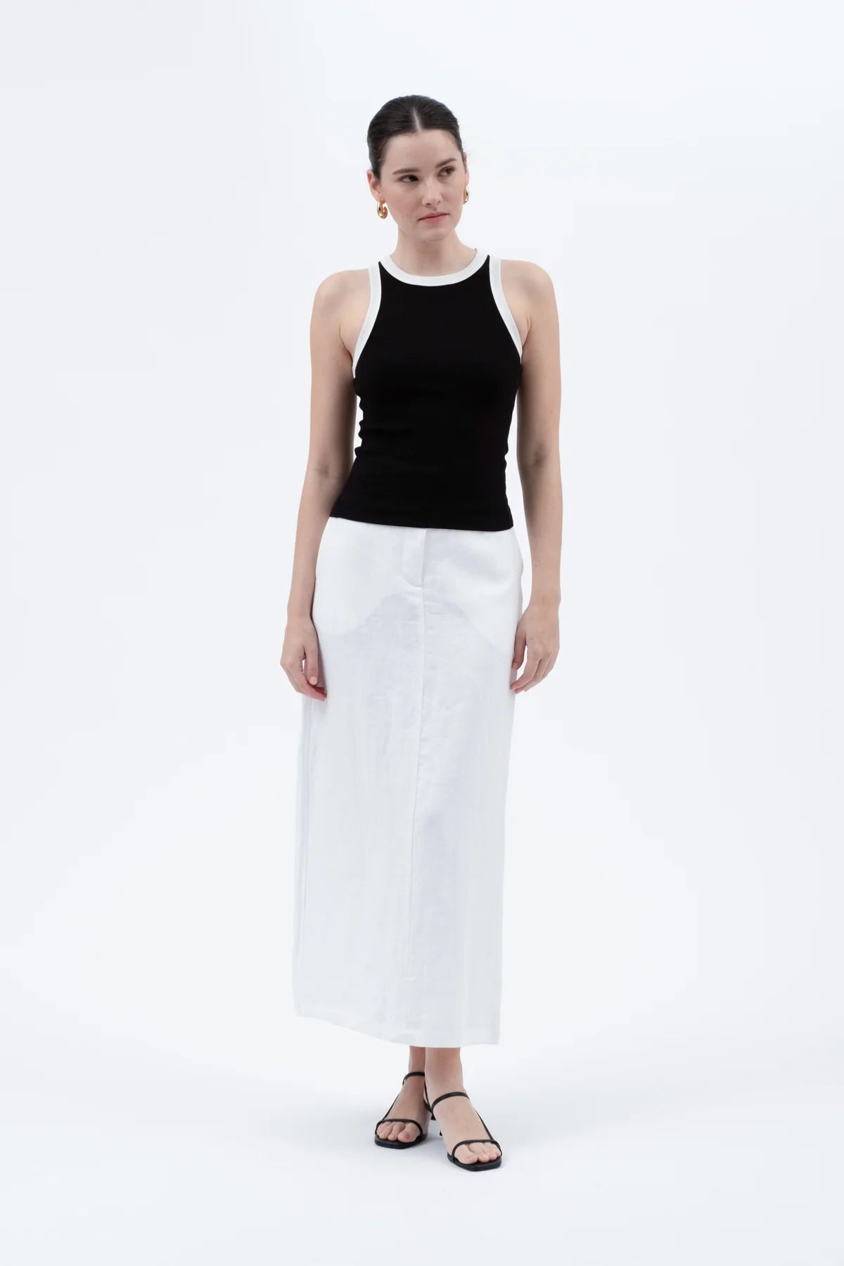 Contrast Trim Racerback Knit Tank Top