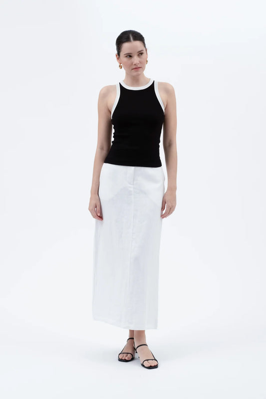 Contrast Trim Racerback Knit Tank Top