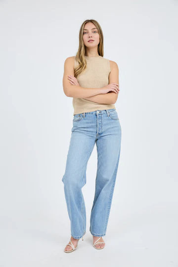Crew Neck Sleeveless Knit Pullover Sweater