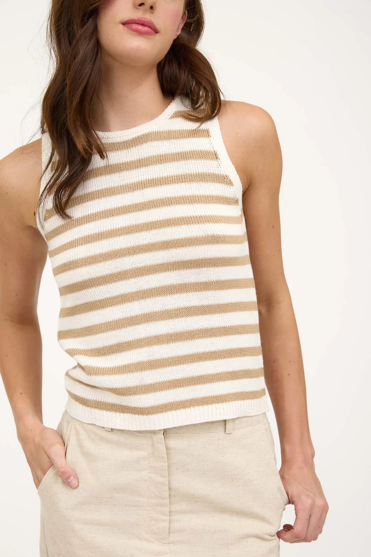 Stripe Sweater Cropped Tank Top