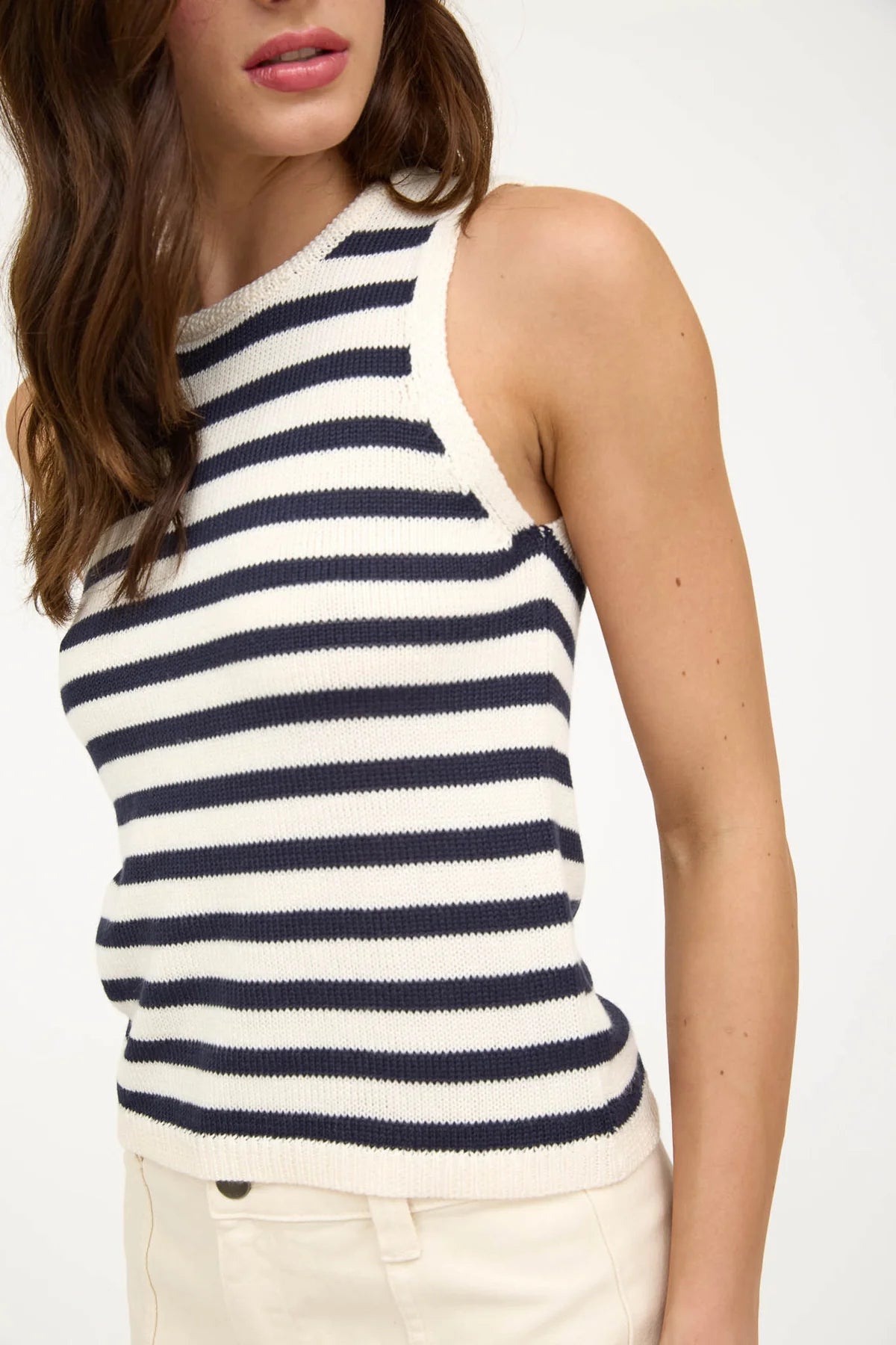 Stripe Sweater Cropped Tank Top