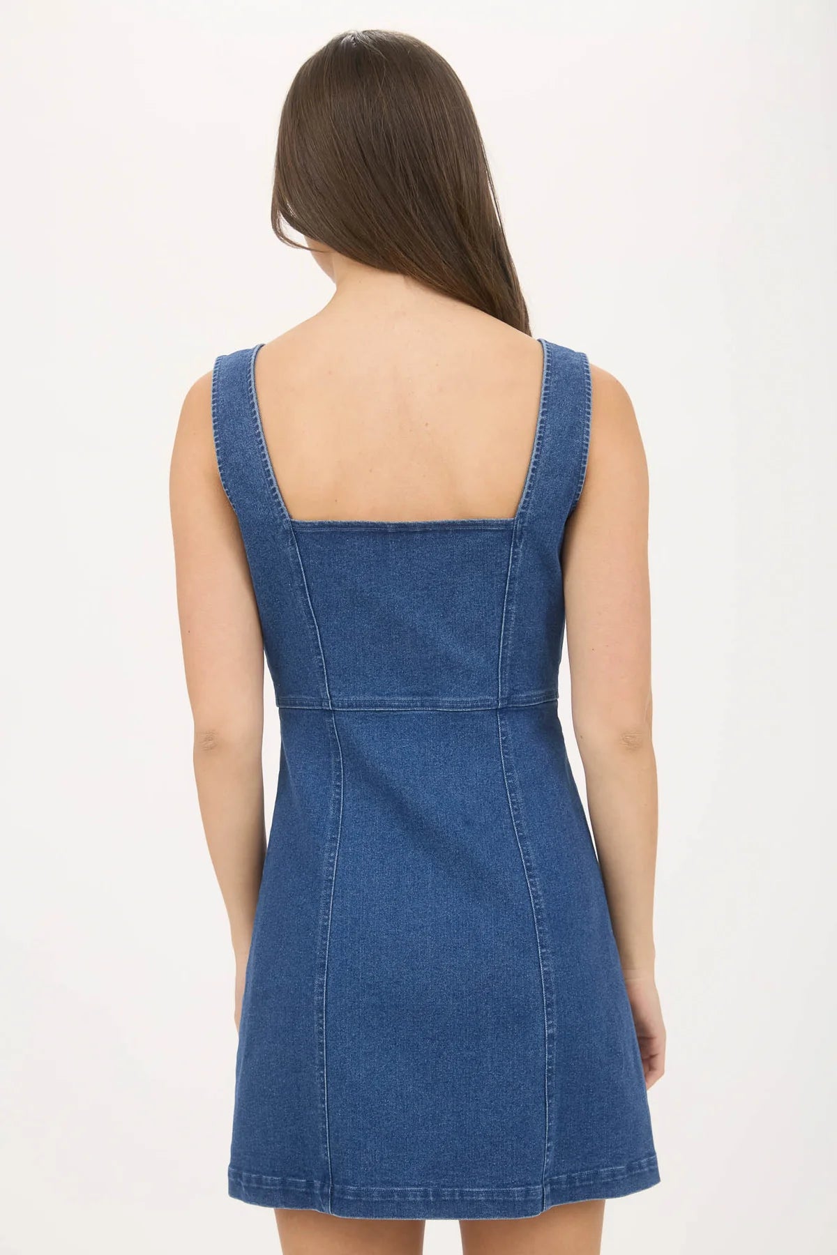 Denim Zip Up Sleeveless Mini Dress