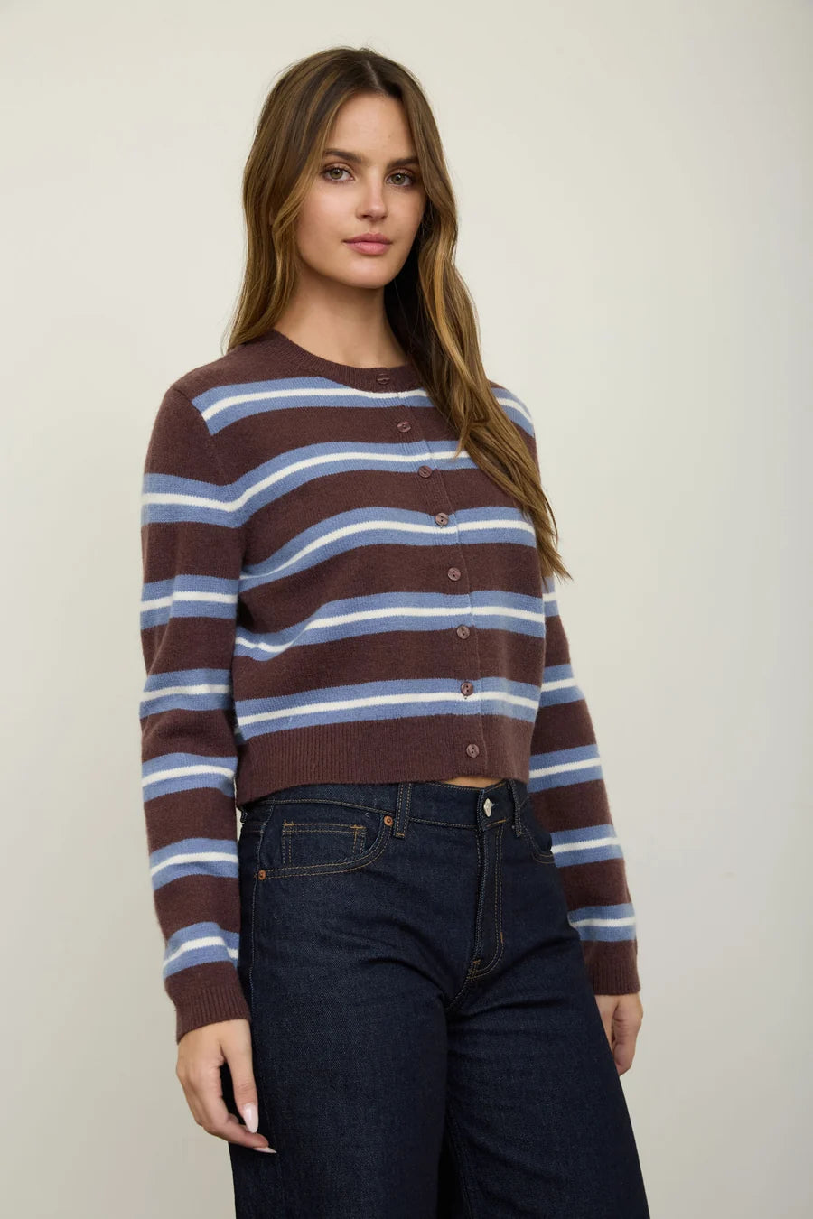 Multicolor Stripe Button Down Knit Cardigan