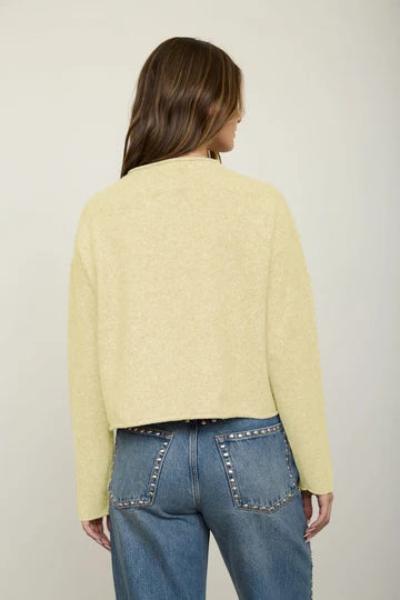 Raw Edge Mock Neck Button Down Cardigan