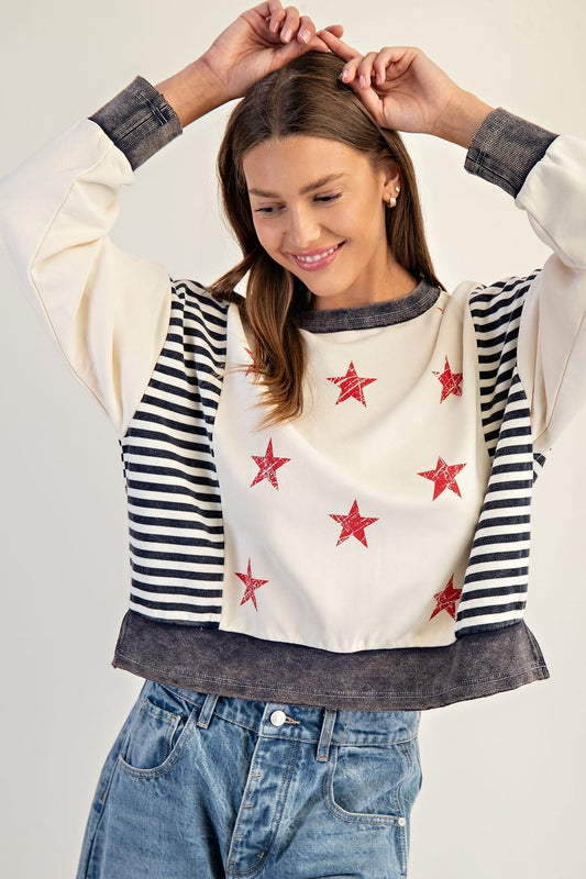 Mineral Washed Stars & Stripes Sweatshirt