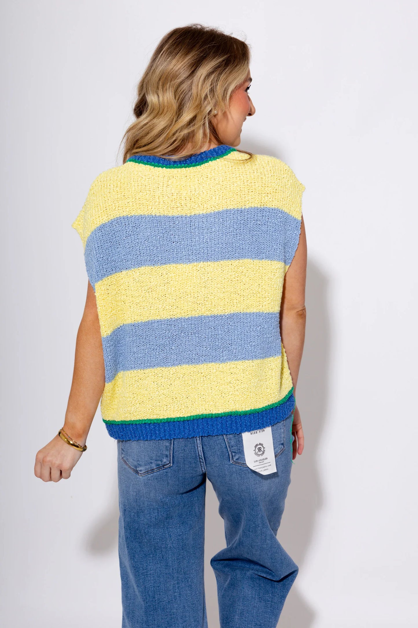 Multi Color Striped Cap Sleeve Sweater