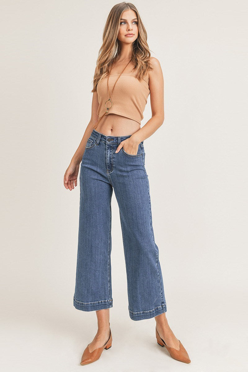 High Rise Ankle Wide Leg Pants